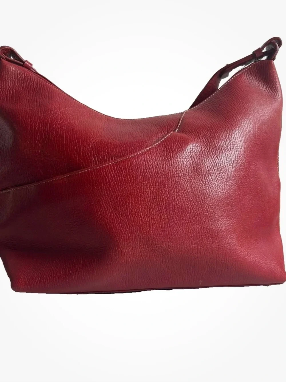 Maxx New York Red Glossy Pebbled Leather Hobo/ShoulderbBag Contrast